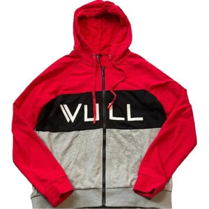 Vull full zip hoodie, red, black, gray. Women’s size XL